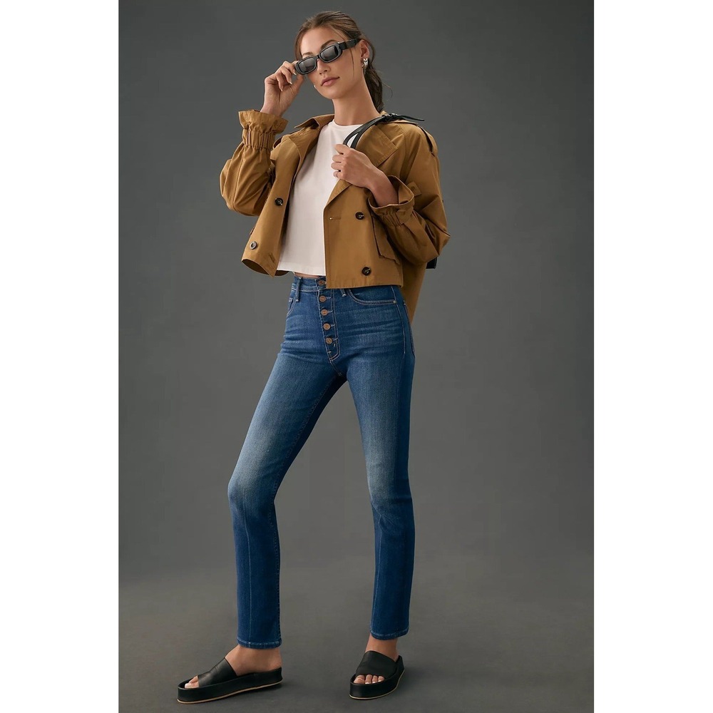 MOTHER The Pixie Rider Ankle Jeans 29 Blue High Rise Stretch Skinny Crop Anthro